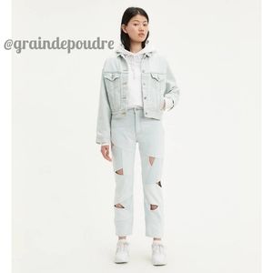 Rare! ♥️HP♥️ Levi's 501 Original Pieced Denim Cutout Cropped Women's Jeans 27x26